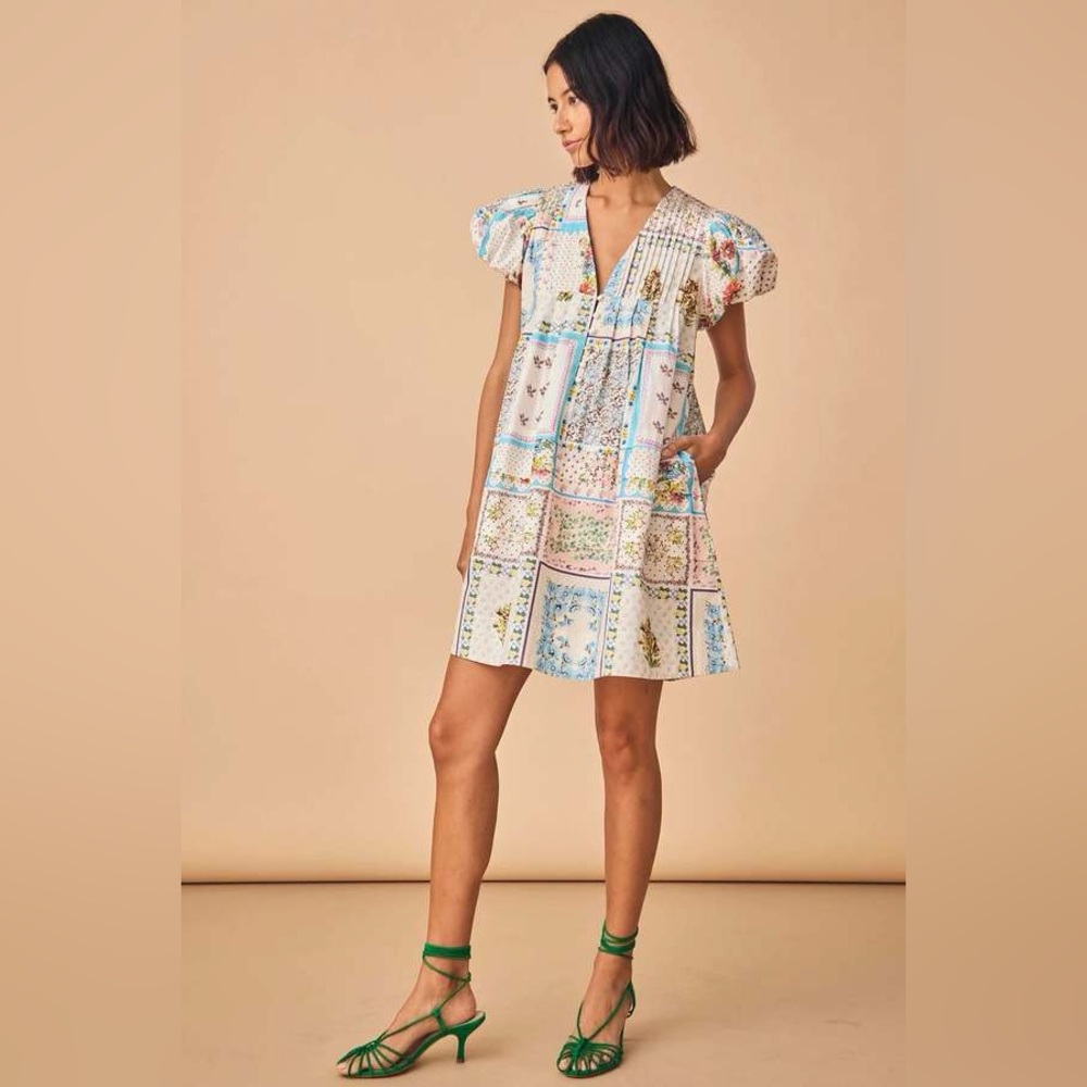 Hunter Bell Wilkes cotton mini dress in patchwork quilt print - Picture 2 of 10